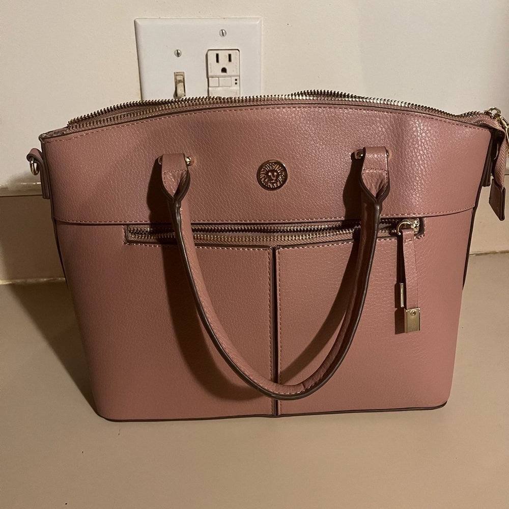 Pink Leather Anne Klein Tote Bag